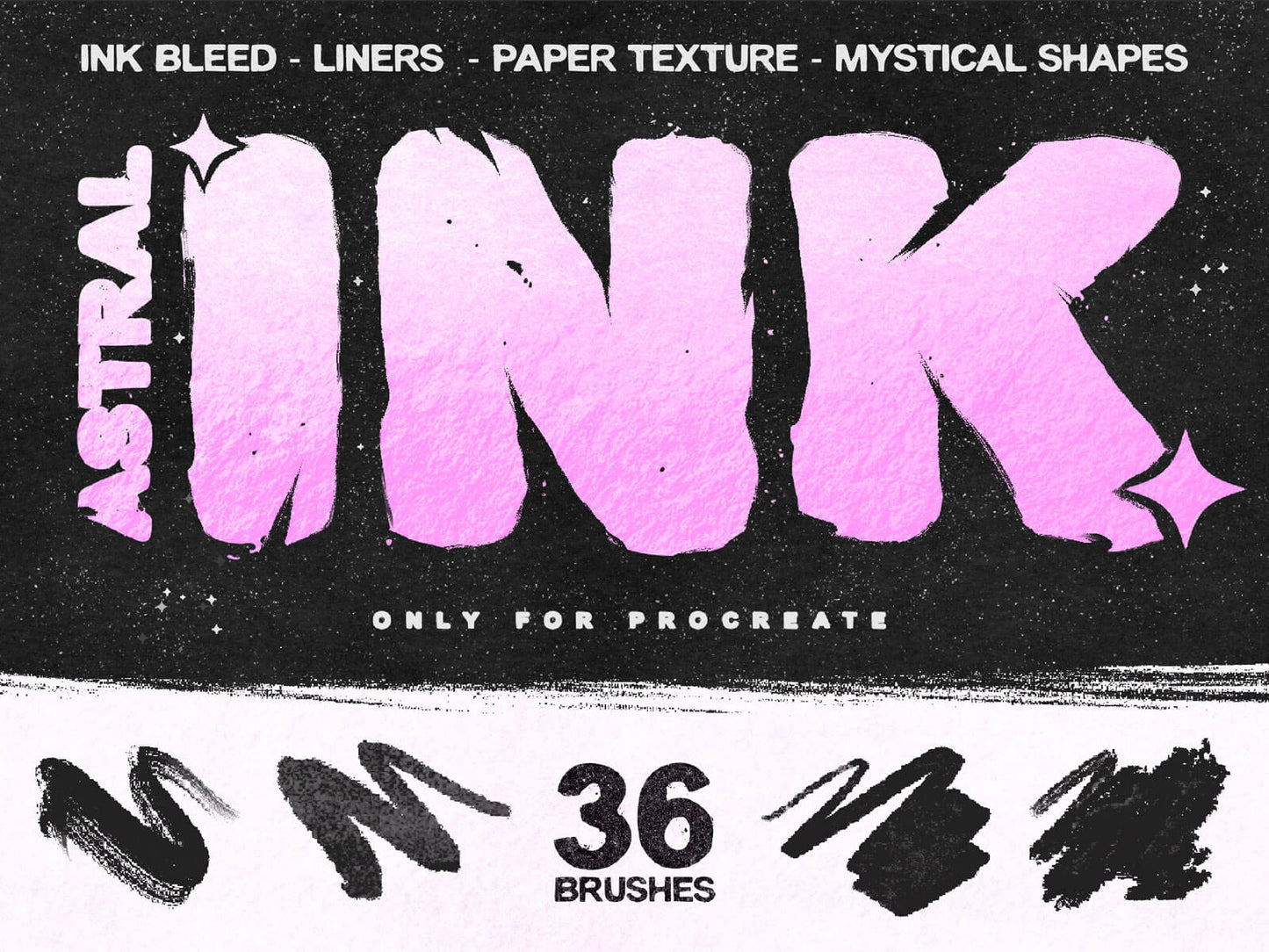 astral ink promo of ink brushes for procreate by visualtimmy