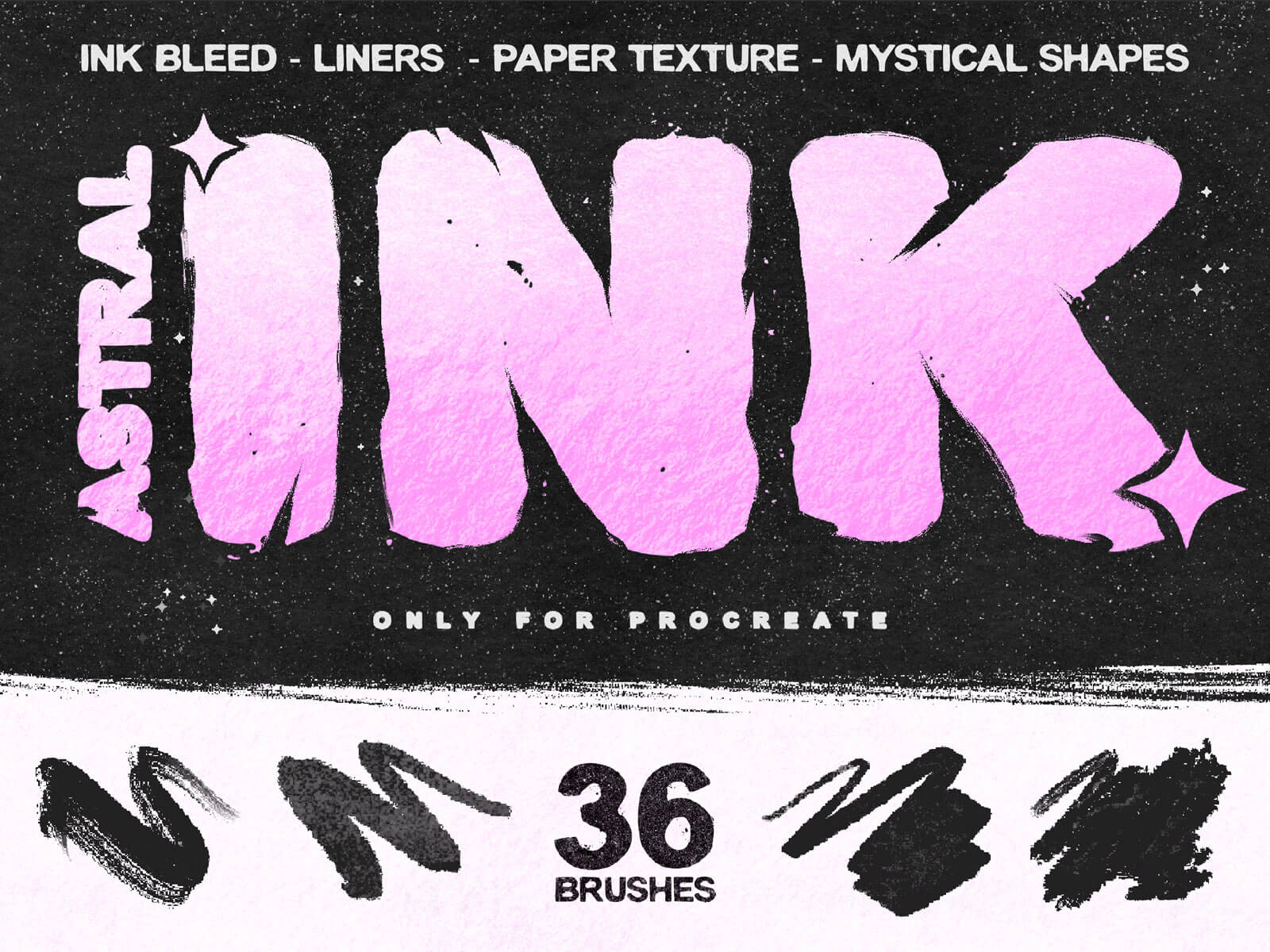 astral ink promo of ink brushes for procreate by visualtimmy