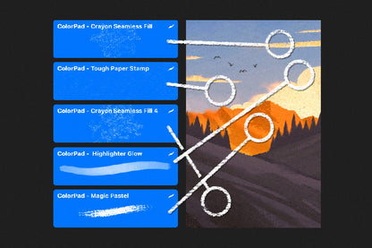 colorpad procreate brushes, visualtimmy, crayon brushes