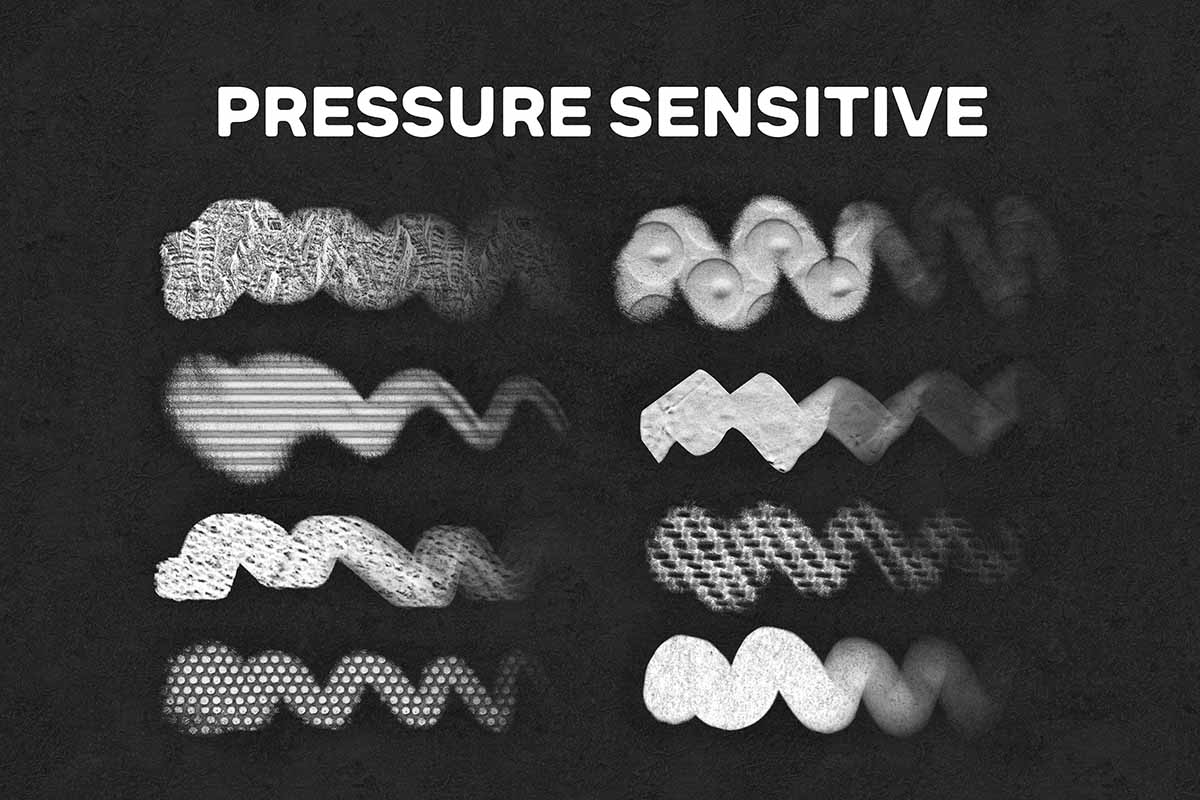 Pressure sensitive procreate texture brushes - visualtimmy - seamless universe