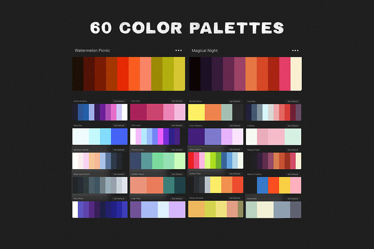 color palettes for procreate - visualtimmy - creator xl bundle - color palettes for procreate